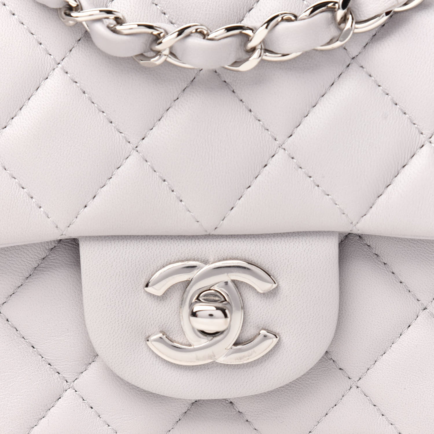 Chanel Lambskin Quilted Mini Rectangular Flap Grey 10 of 10
