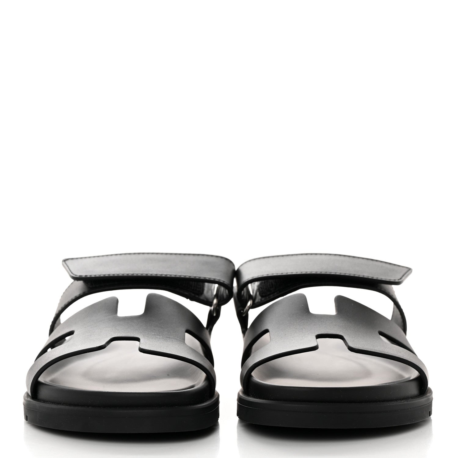 Hermes Calfskin Womens Chypre Sandals 35.5 Black 2 of 9