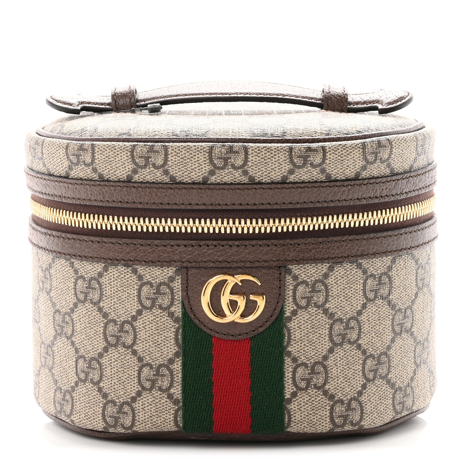 Gucci GG Supreme Monogram Textured Calfskin Web Ophidia Vanity Cosmetic Case Beige Ebony New Acero 1 of 8