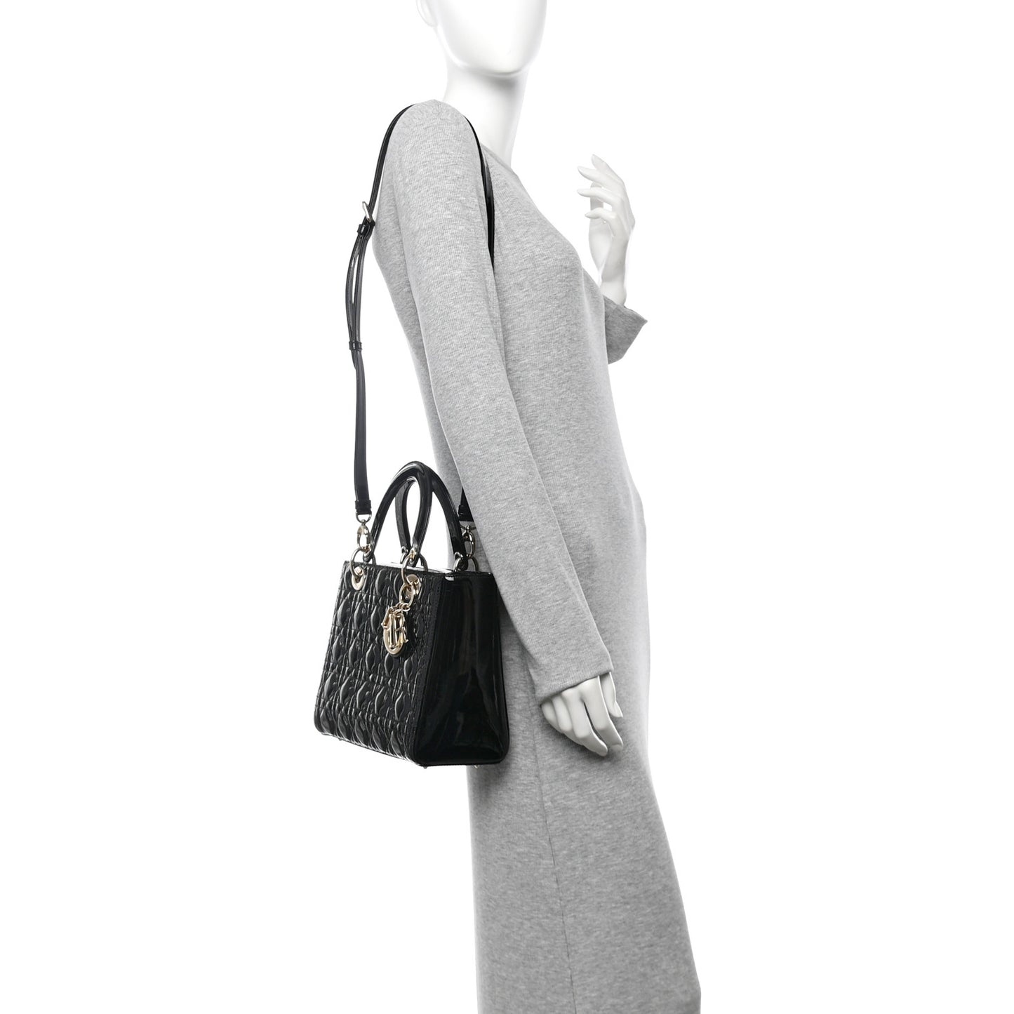 Patent Cannage Medium Lady Dior Black
