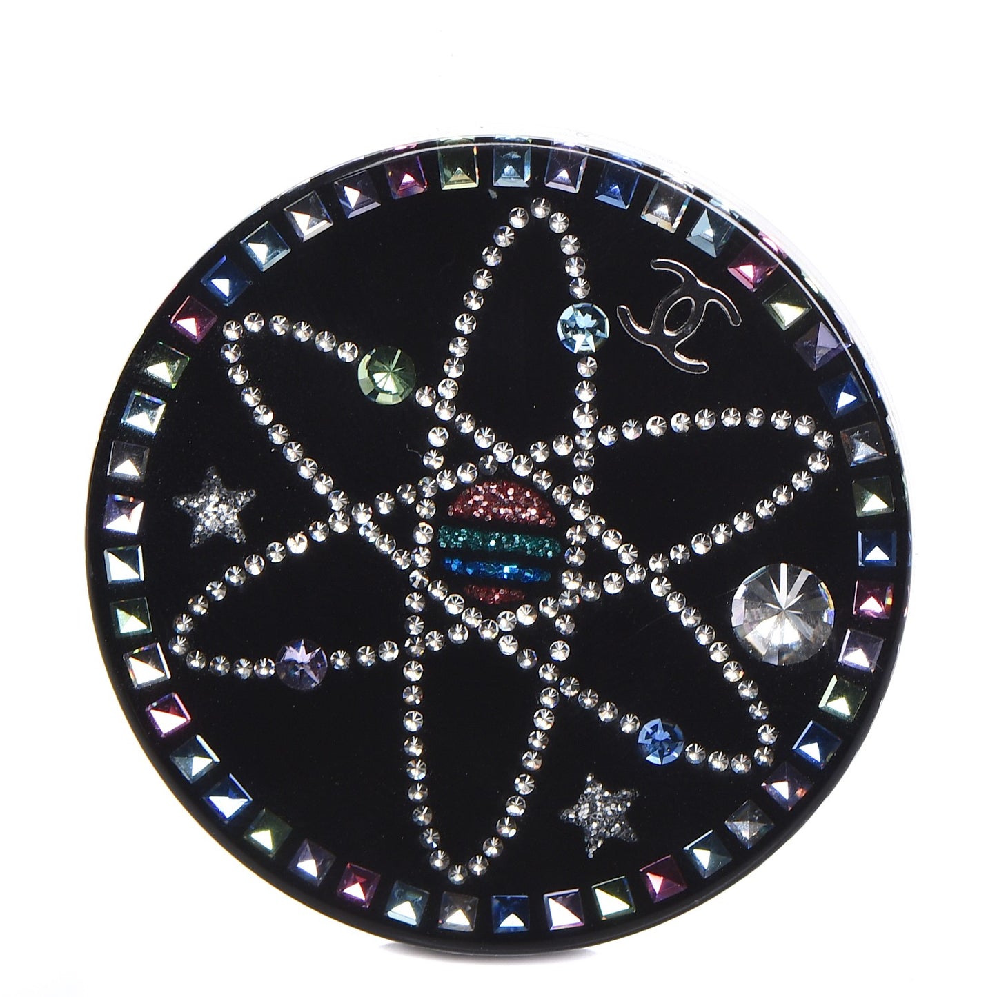 Glittered Resin Strass Brooch Black Pink