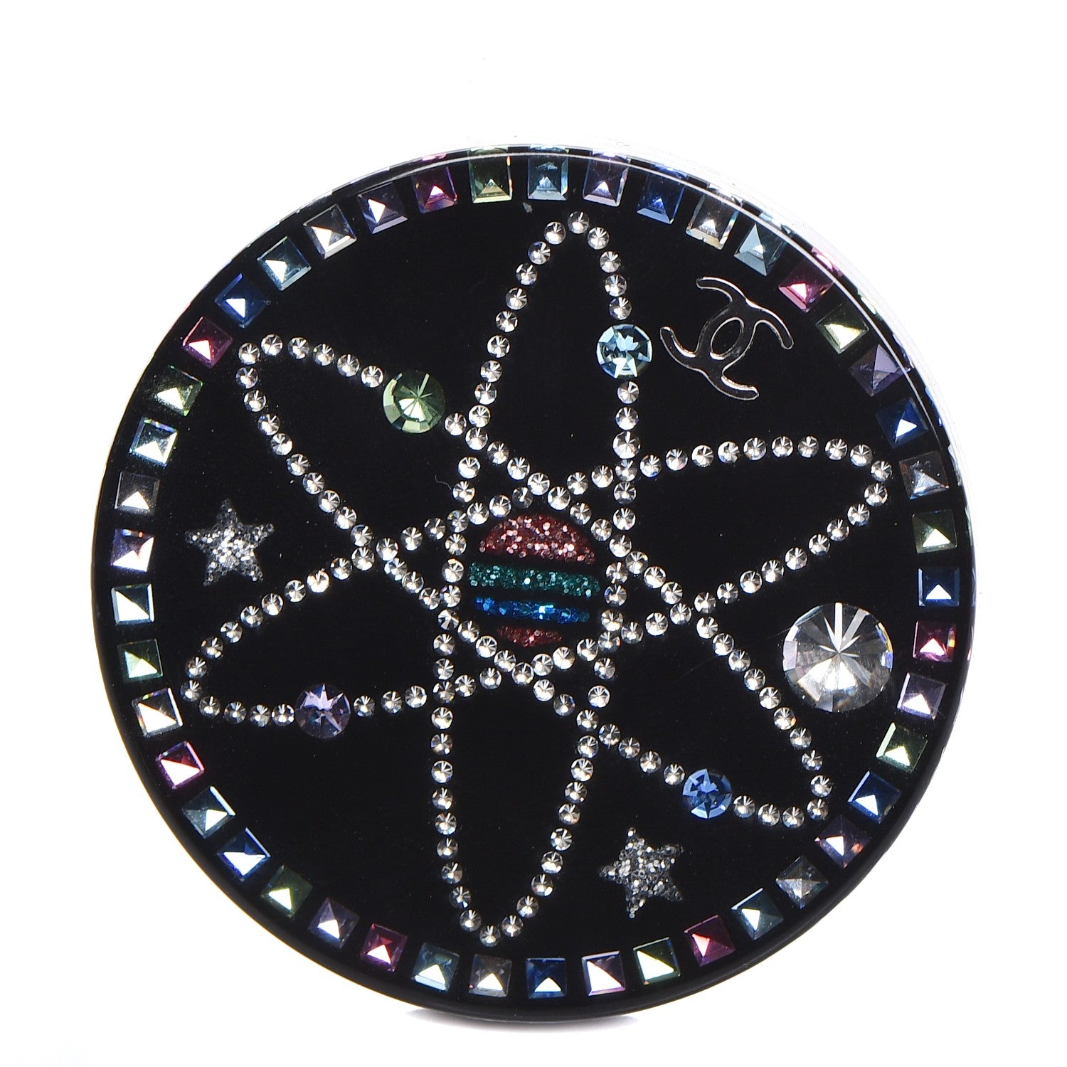 Chanel Glittered Resin Strass Brooch Black Pink 1 of 5