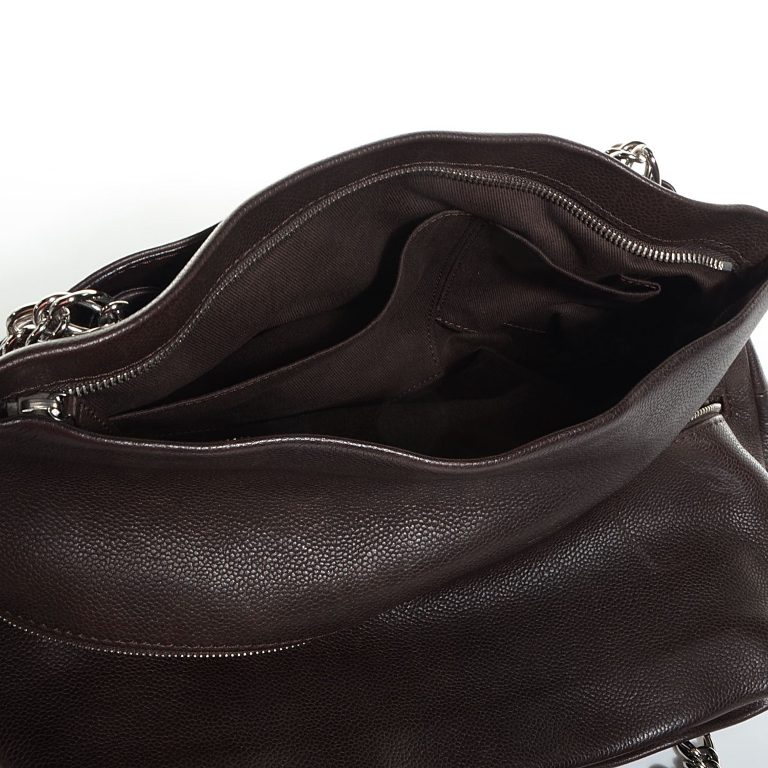 Chanel Caviar CC Tuck Medium Tote Brown 6 of 9