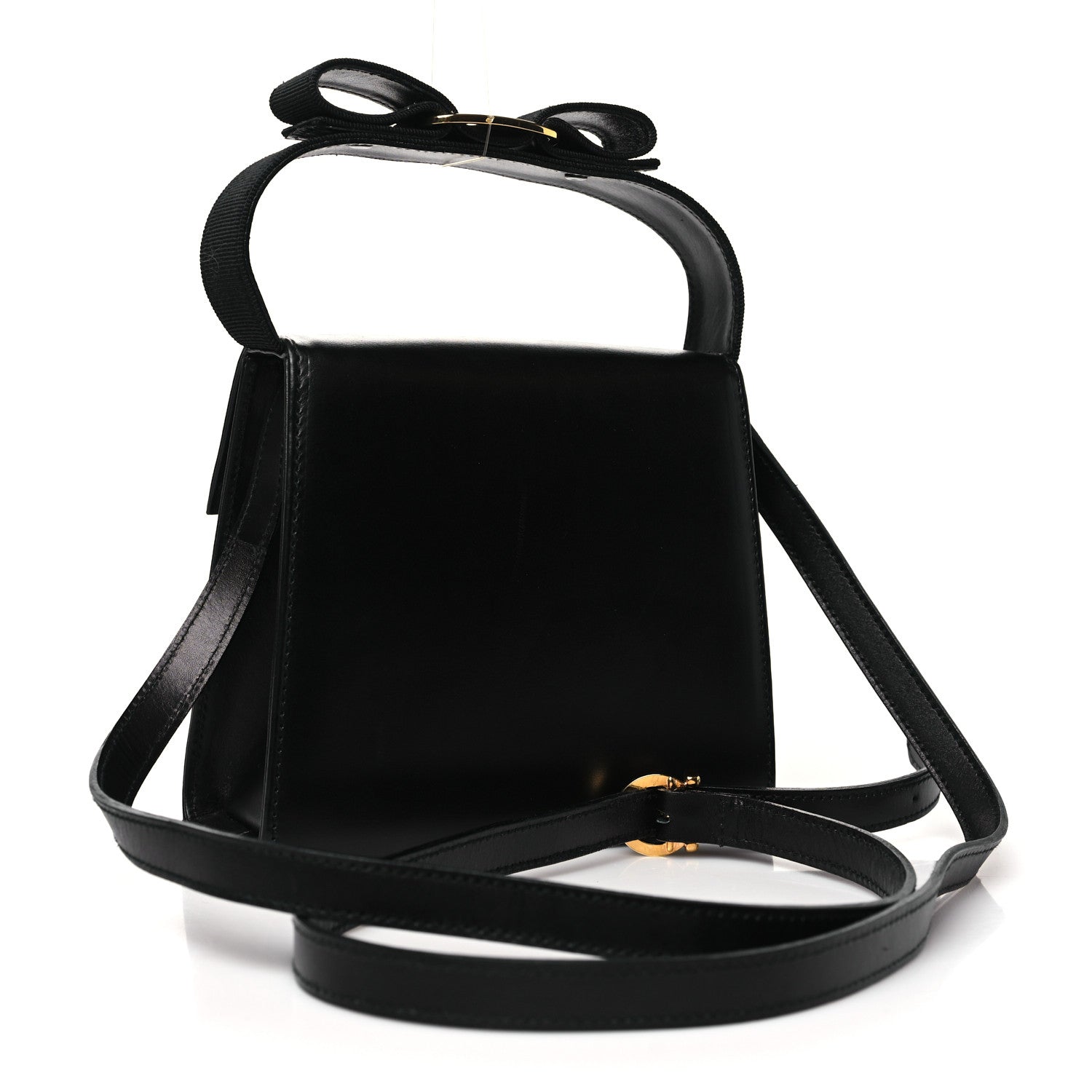 Salvatore Ferragamo Calfskin Vera Bow Mini Top Handle Crossbody Bag Black 3 of 9