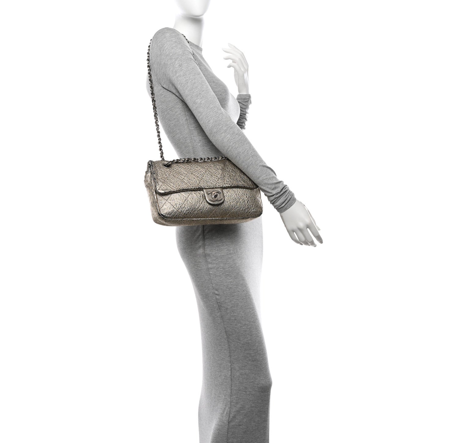 Chanel Distressed Metallic Lambskin Quilted Le Marais Ligne Flap Gold 2 of 18