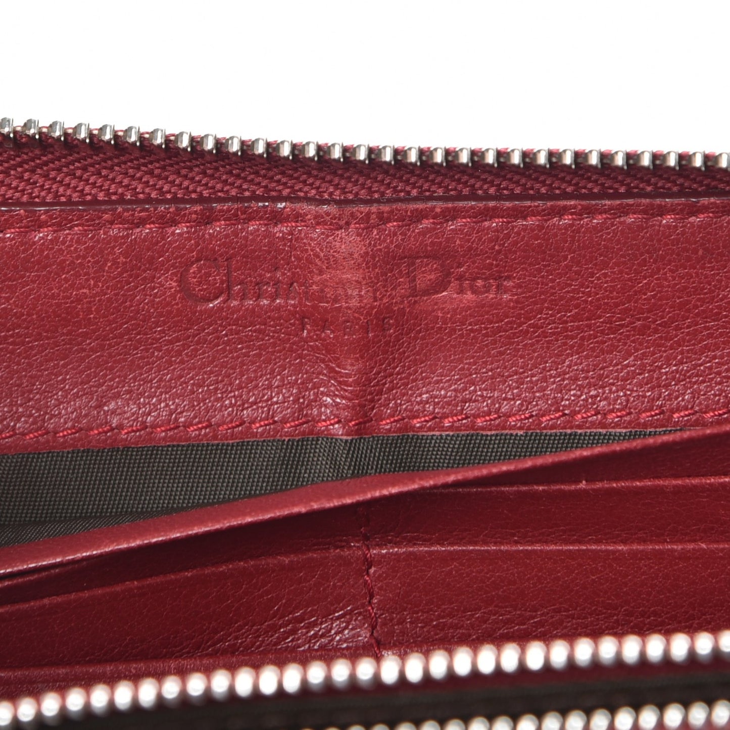 Patent Cannage Lady Dior Continental Zip Wallet Red