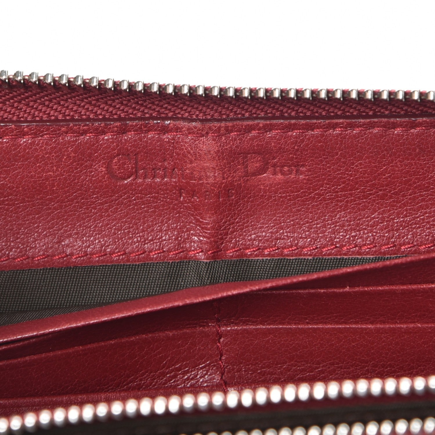 Christian Dior Patent Cannage Lady Dior Continental Zip Wallet Red 6 of 8