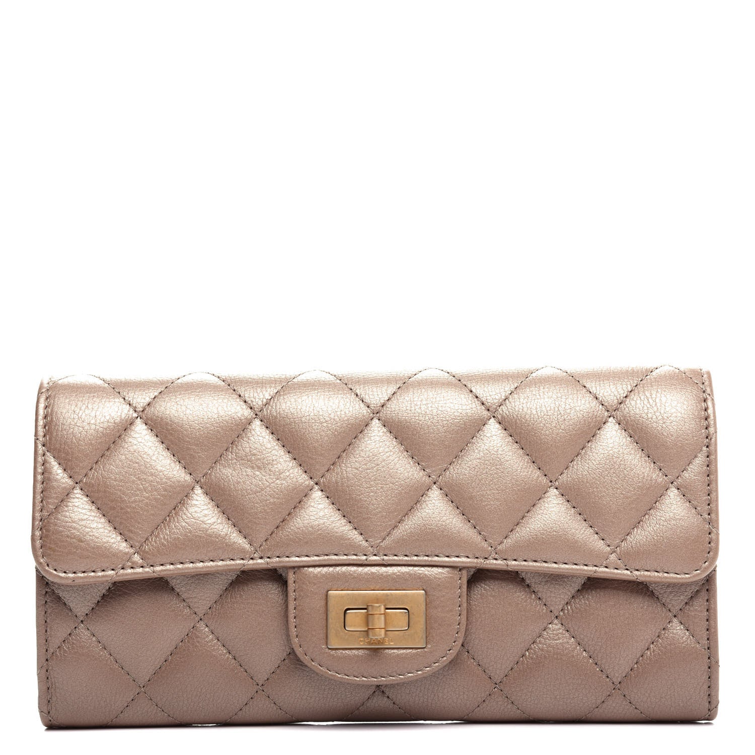 Chanel Metallic Aged Calfskin Quilted Reissue Large Gusset Flap Wallet Gold 1 of 9