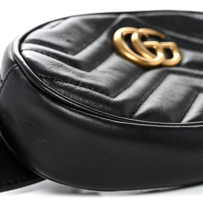Gucci Calfskin Matelasse GG Marmont Belt Bag 75 30 Black 75/30 Black 9 of 10