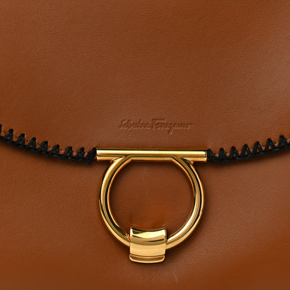 Salvatore Ferragamo Calfskin Stitched Medium Margot Top Handle Satchel New Vicuna 8 of 15