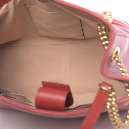 Gucci Calfskin Matelasse Medium GG Marmont Shoulder Tote Bag Hibiscus Red 5 of 10