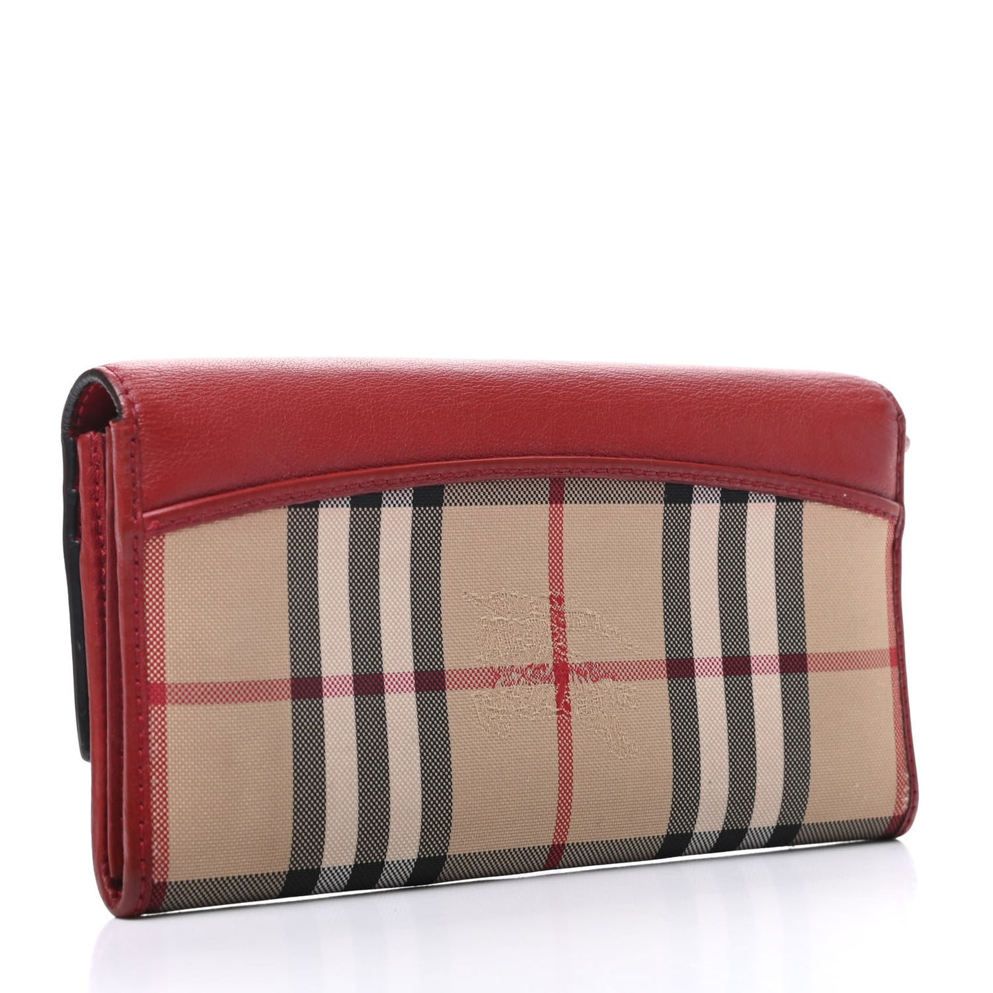 Calfskin House Check Continental Wallet Red