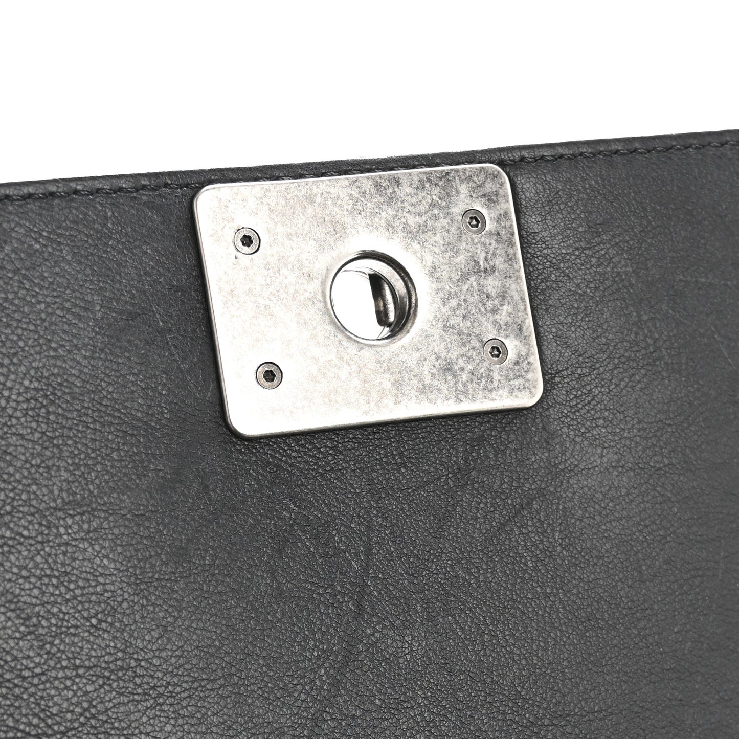 Calfskin Quilted Double Stitch New Medium Boy Flap Black