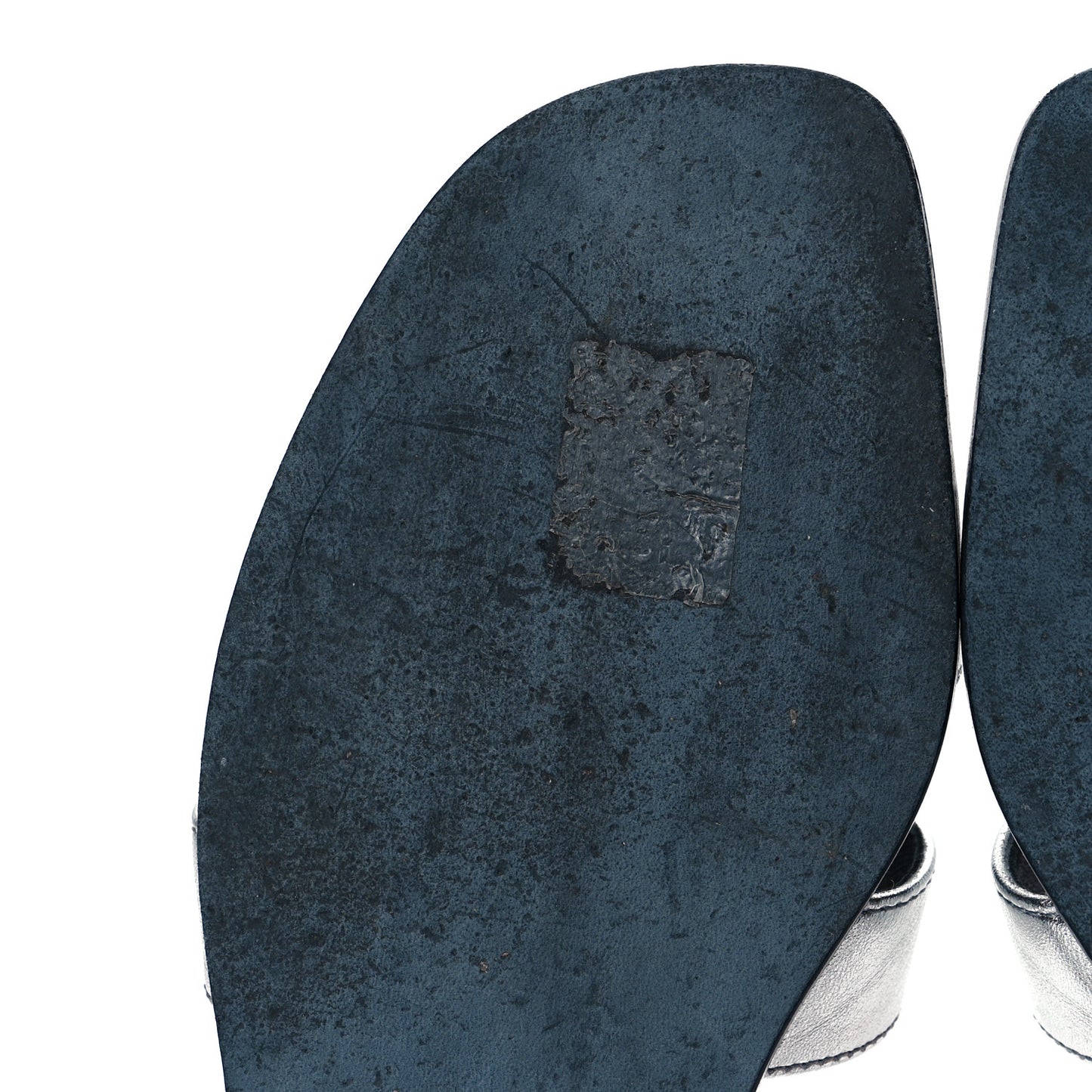 Metallic Epsom Oran Sandals 37 Gris Argente