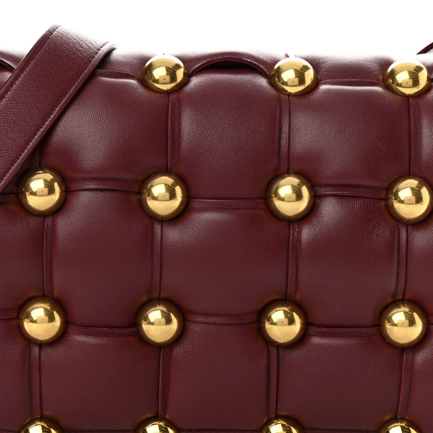 Nappa Maxi Intreccio Studded Padded Cassette Crossbody Bag Barolo