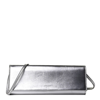 Saint Laurent Metallic Nappa Silk Fetiche Clutch Argento 1 of 7