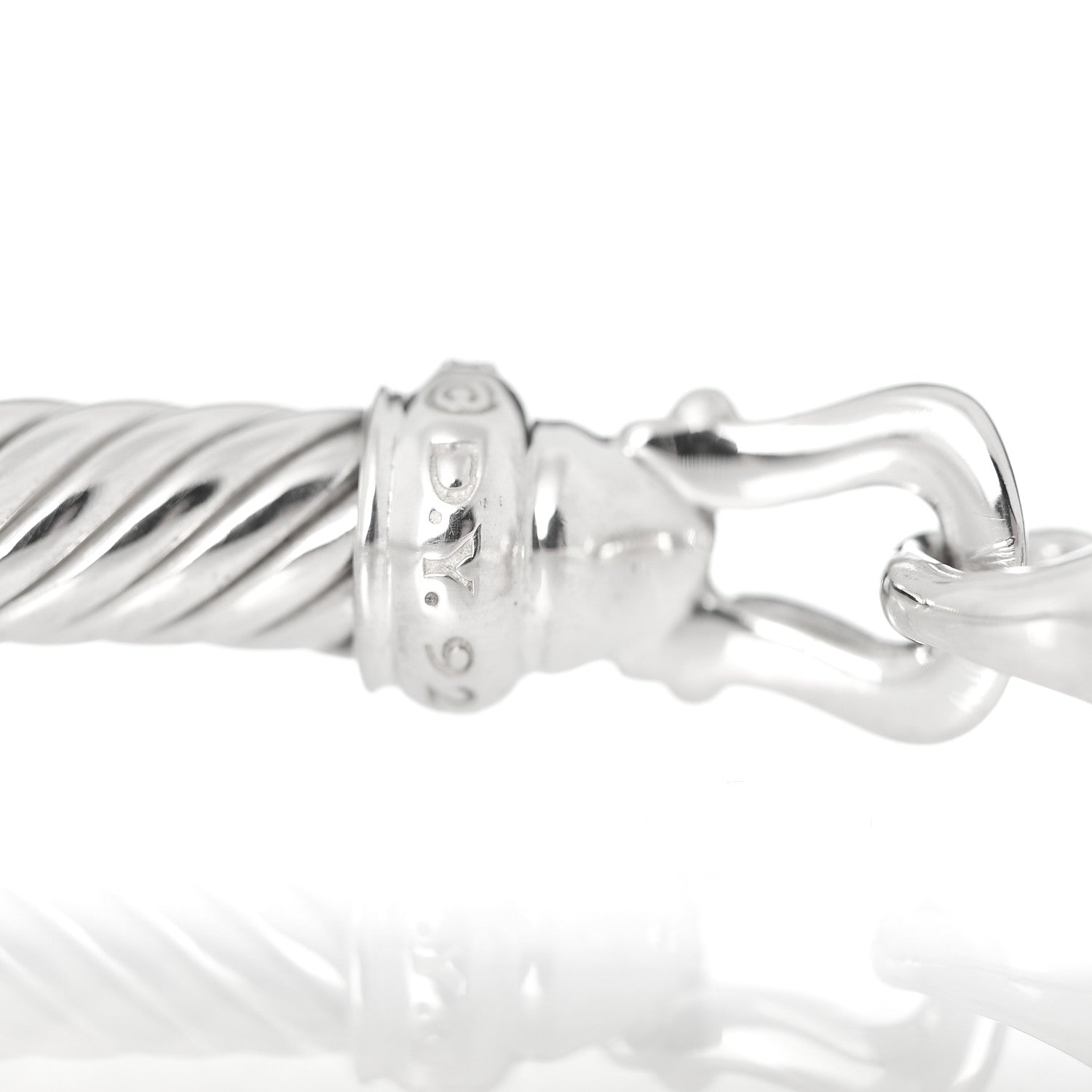 David Yurman Sterling Silver Diamond 5mm Cable Buckle Bracelet 4 of 4