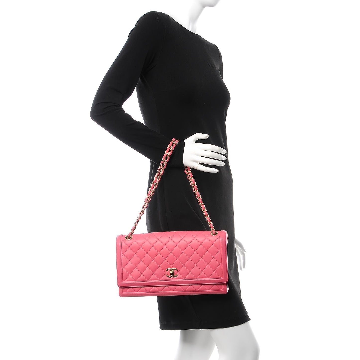 Lambskin Quilted 3 Pocket Flap Pink