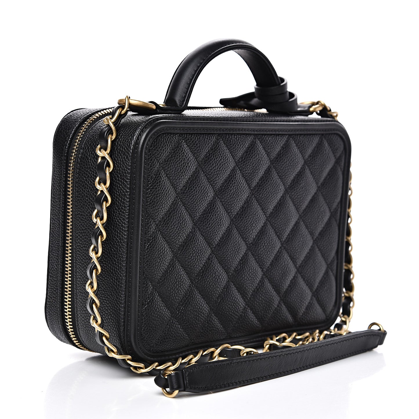 Caviar Quilted Medium CC Filigree Vanity Case Black