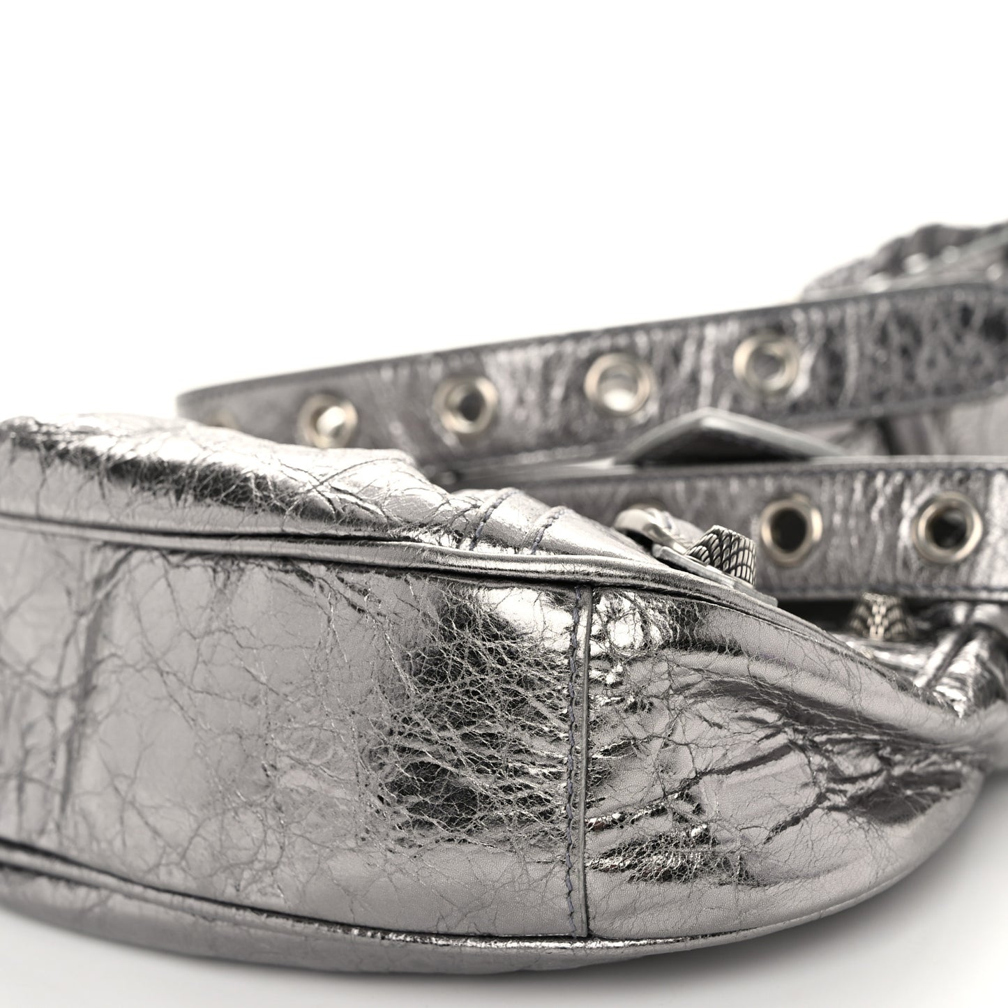 Metallic Agneau Arena Le Cagole Shoulder Bag XS Silver