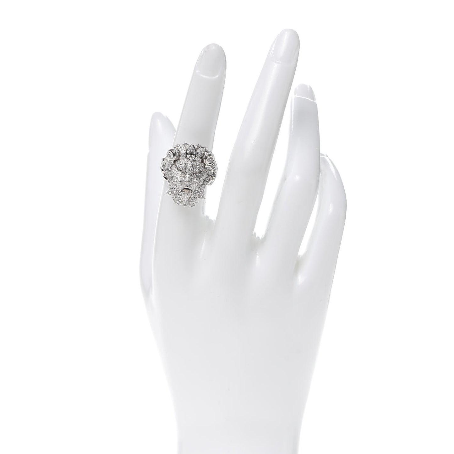 18K White Gold Diamond Sous le Signe du Lion Ring 54 6.75