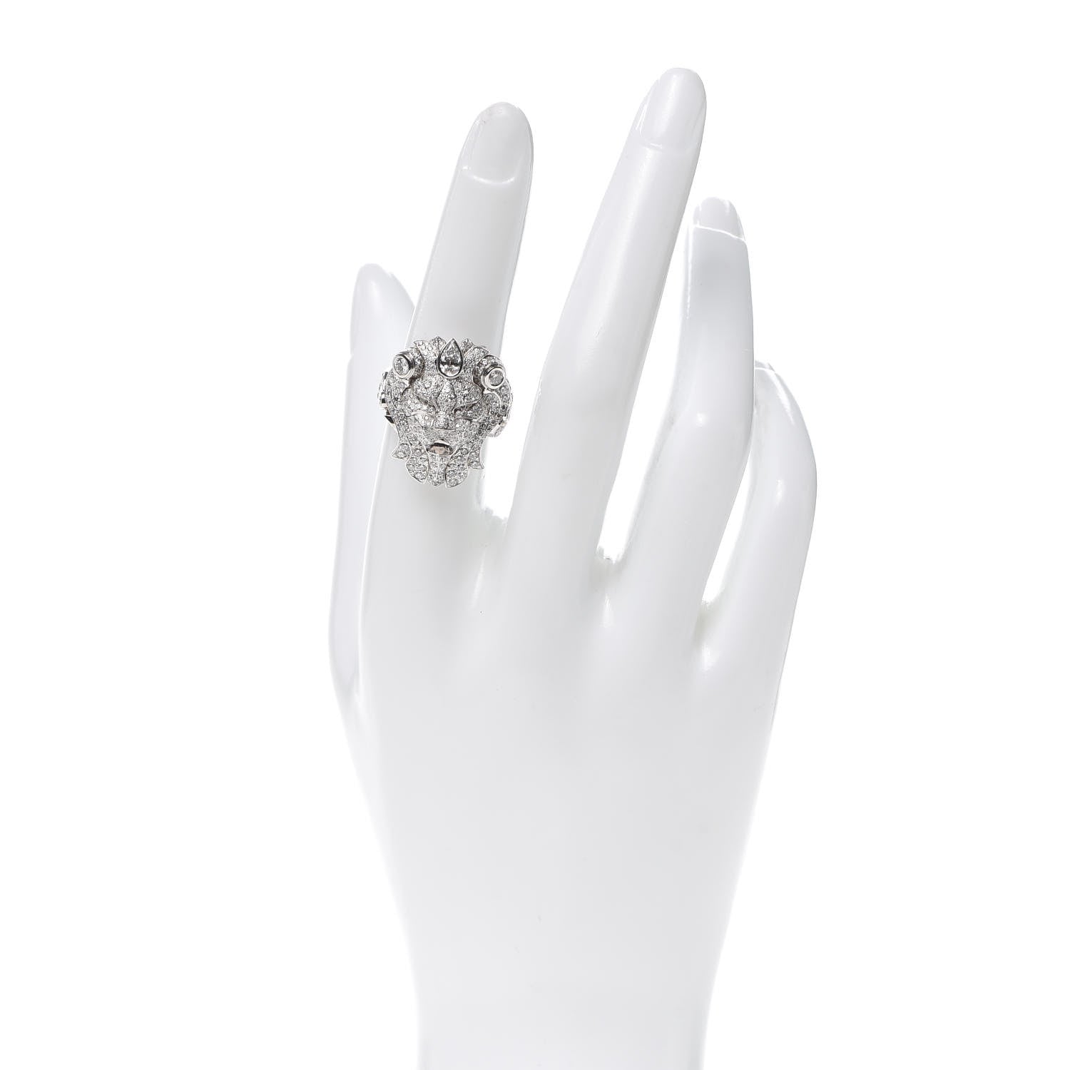 Chanel 18K White Gold Diamond Sous le Signe du Lion Ring 54 6.75 2 of 6