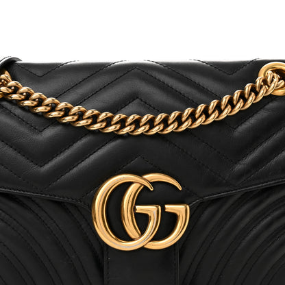 Gucci Calfskin Matelasse Small GG Marmont Shoulder Bag Black 8 of 13