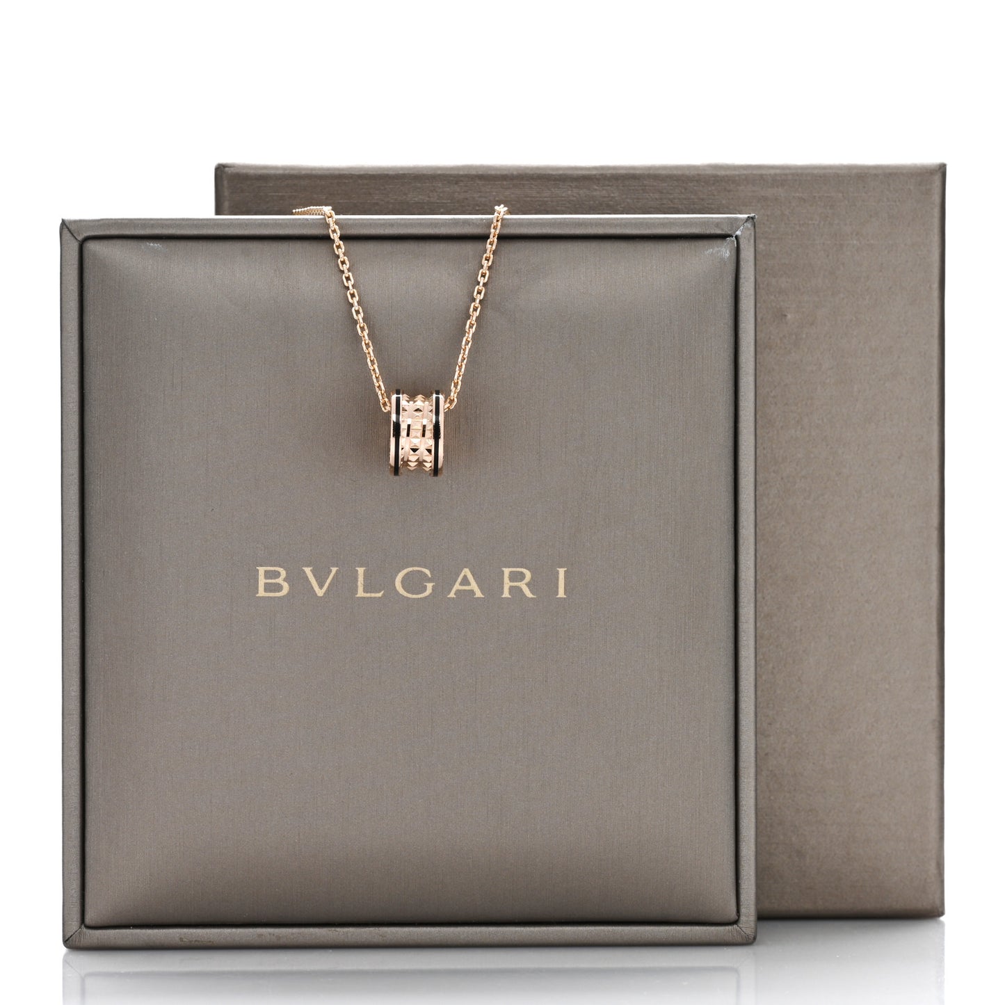 18K Rose Gold Black Ceramic B.Zero1 Rock Pendant Necklace