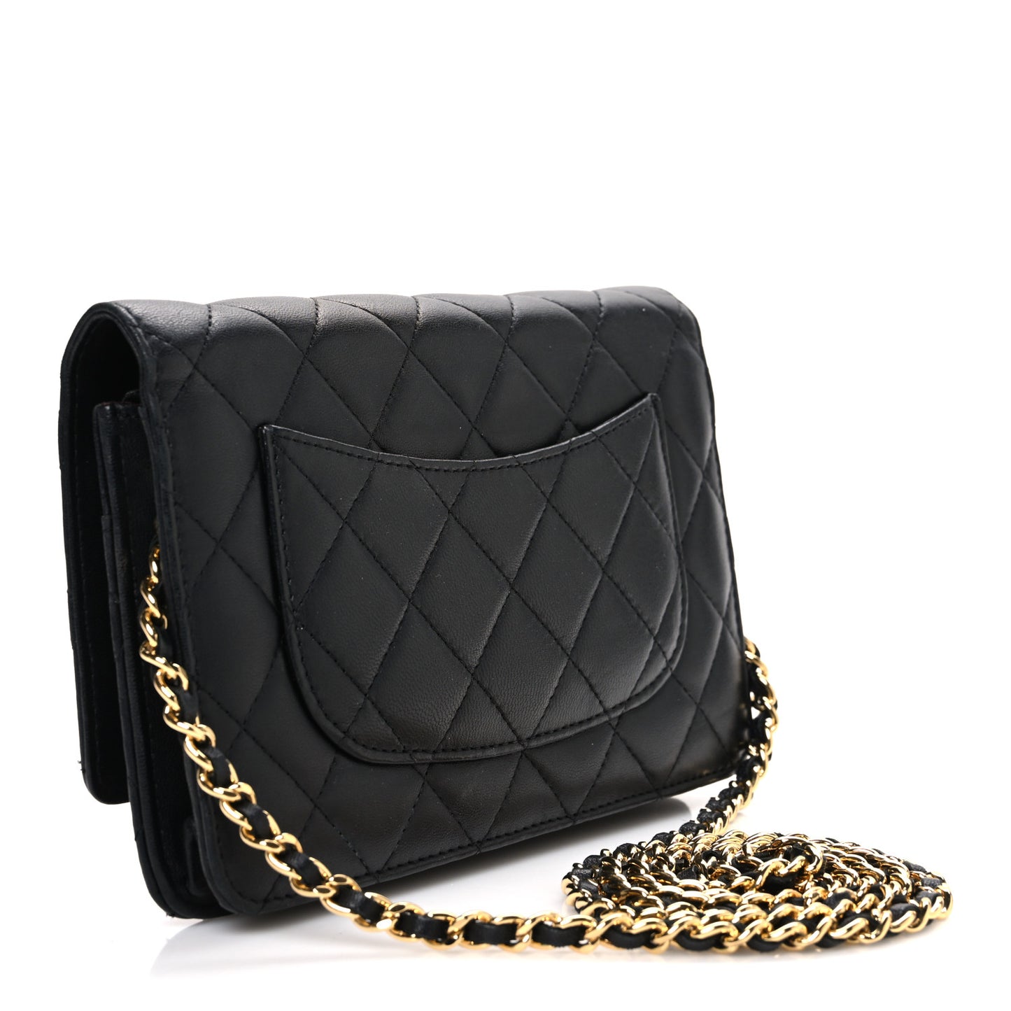 Lambskin Quilted Wallet On Chain WOC Black
