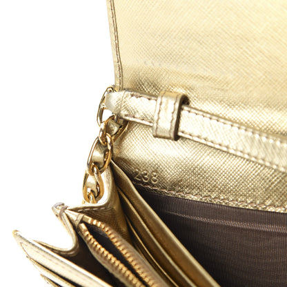 Prada Metallic Saffiano Metal Chain Wallet Platino 10 of 11