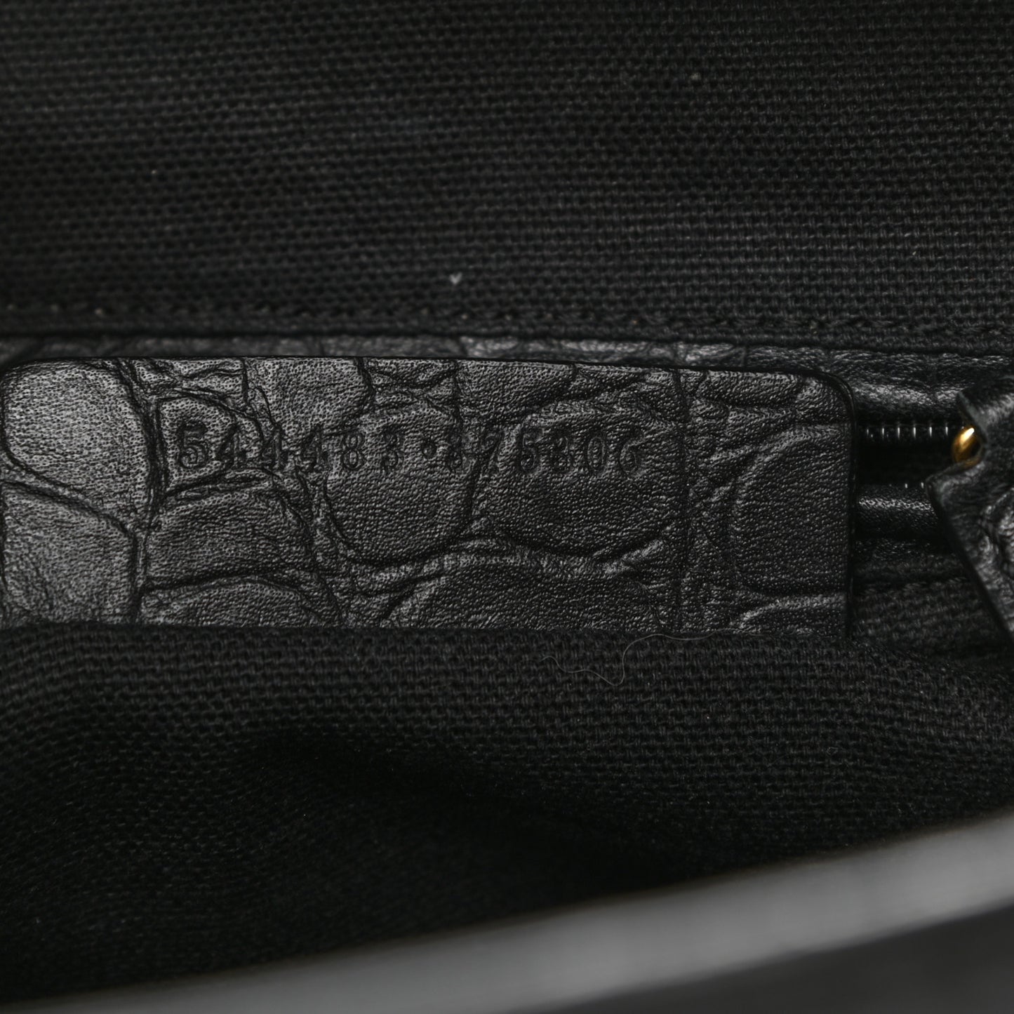 Calfskin Crocodile Embossed Small Skull Padlock Zip Around Tote Black