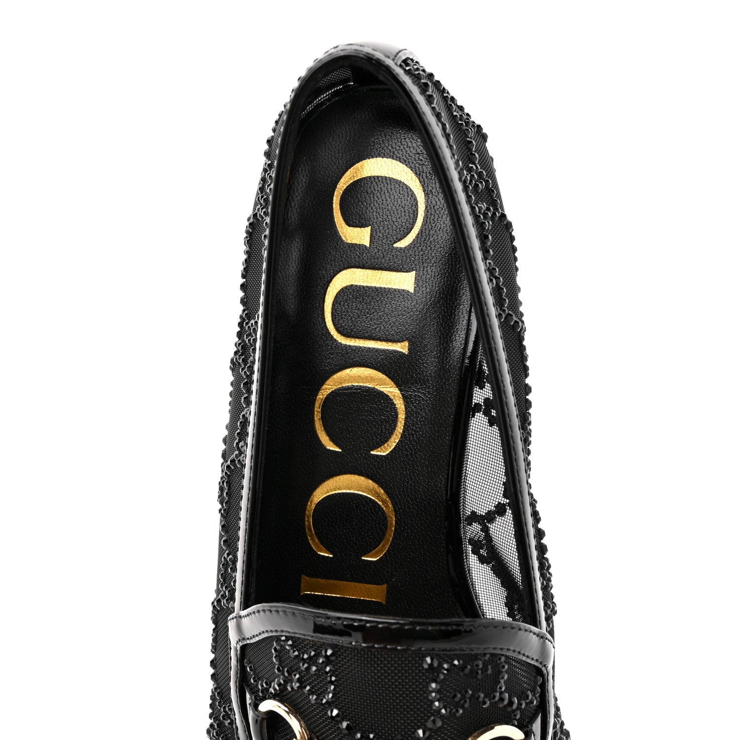Gucci Tela Retino Kid Scamosciato Crystal GG Monogram Jordaan Loafer 35.5 Black 8 of 9