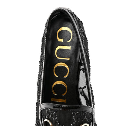 Gucci Tela Retino Kid Scamosciato Crystal GG Monogram Jordaan Loafer 35.5 Black 8 of 9