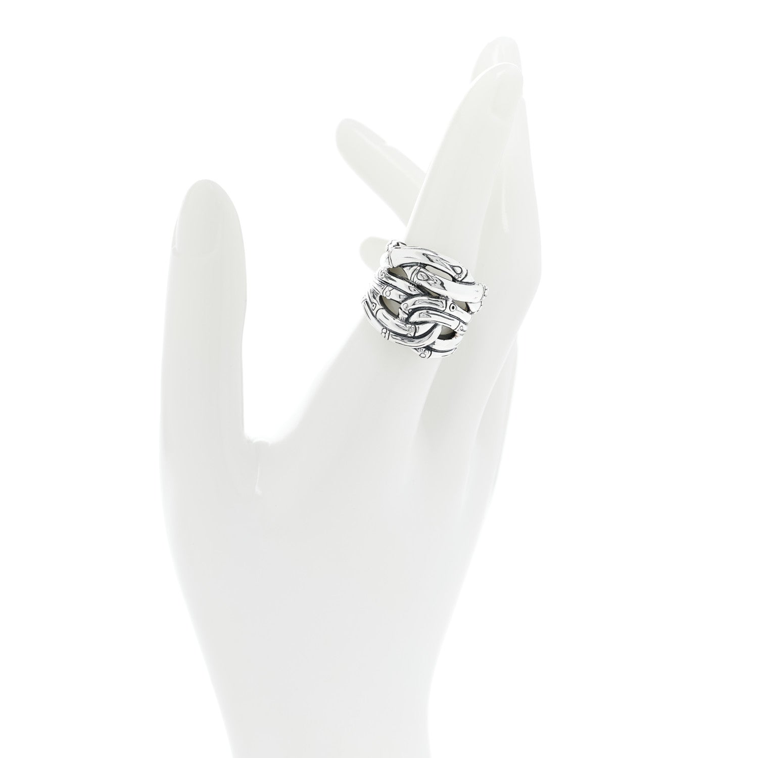 John Hardy Sterling Silver Bamboo Woven Ring 54 7 2 of 6