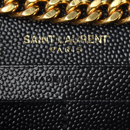 Saint Laurent Grain De Poudre Matelasse Chevron Monogram Chain Wallet Black 6 of 9