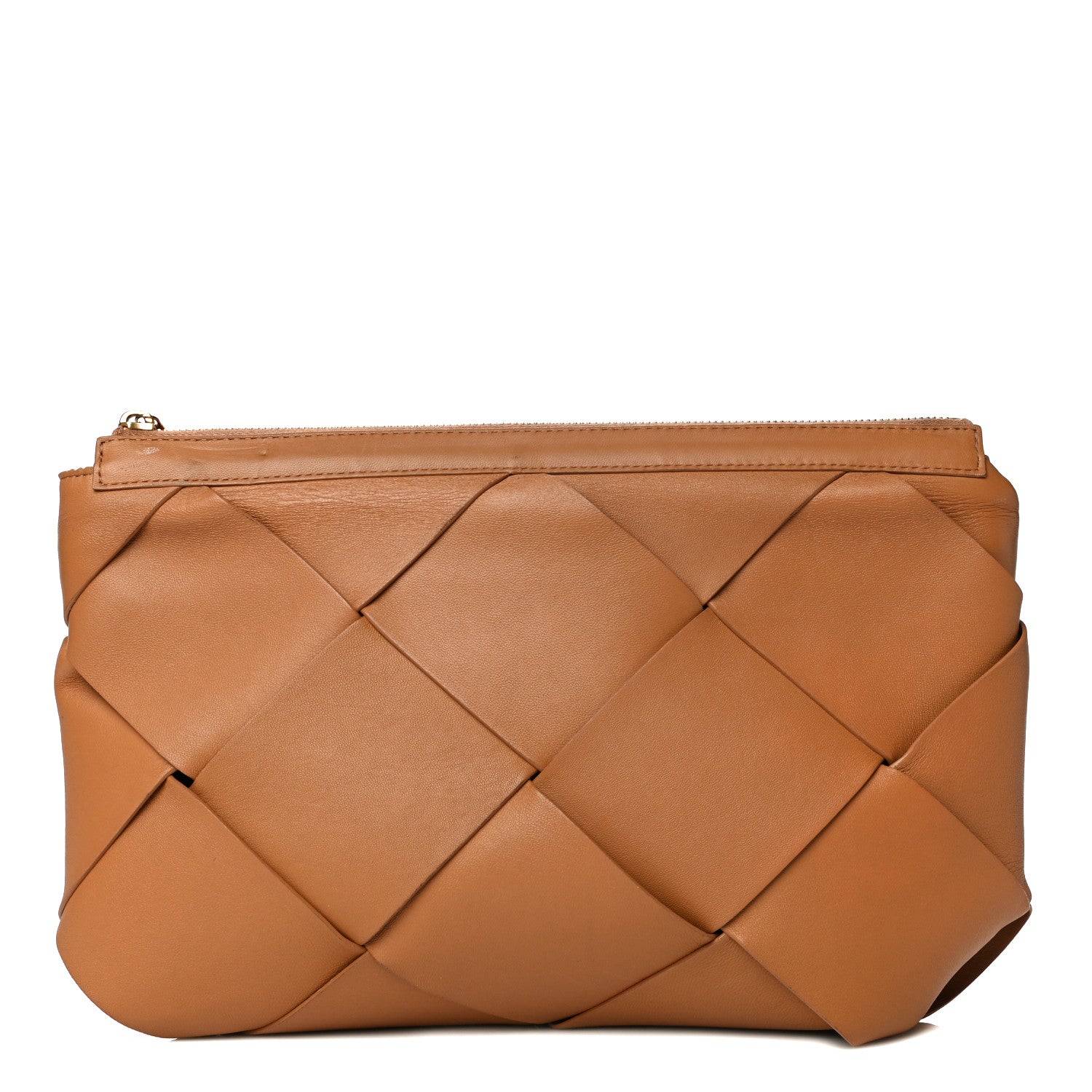 Bottega Veneta Nappa Maxi Blown Up Intrecciato Pouch Clutch Caramel 1 of 24