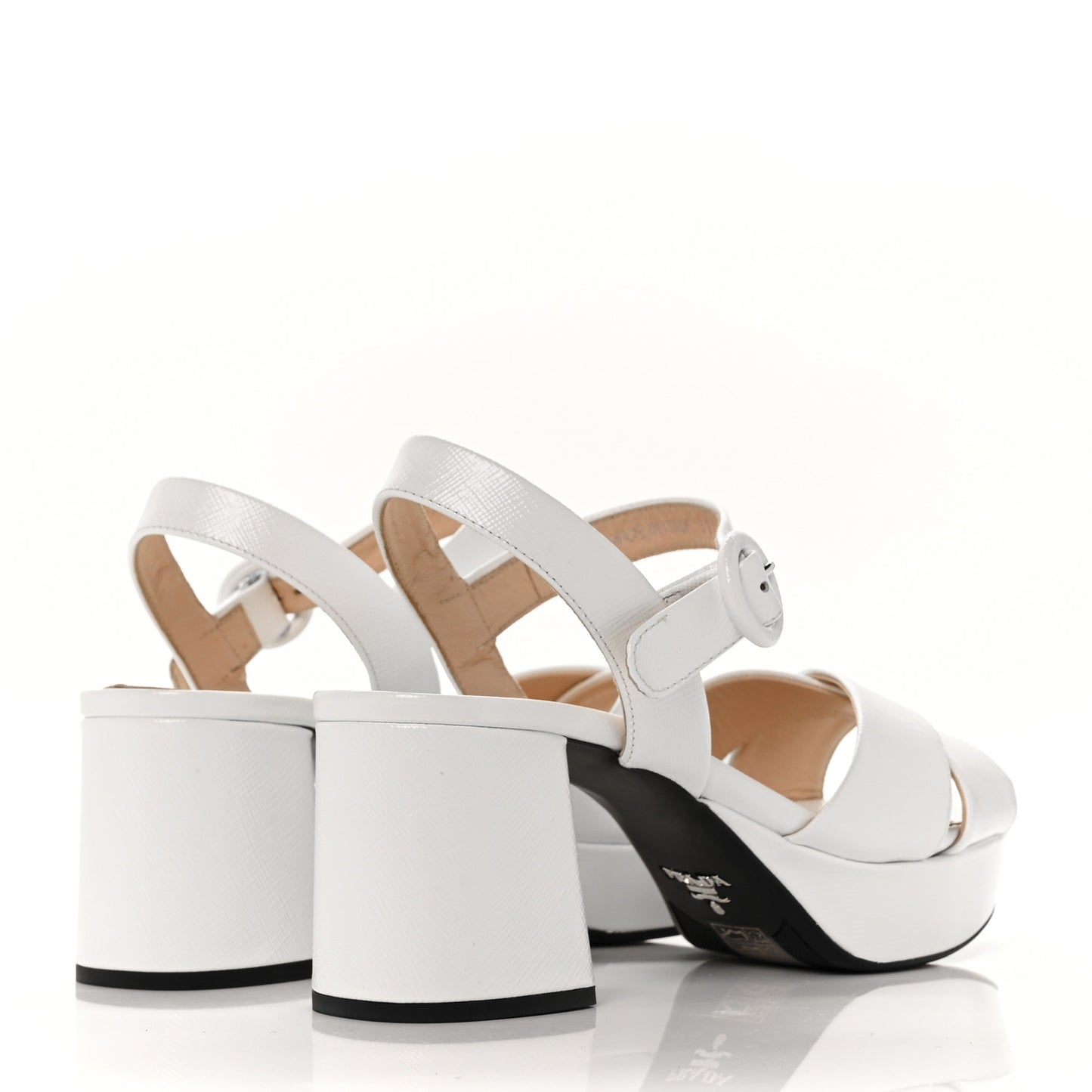 Vernice Saffiano Embossed Crisscross Platform 20/65mm Sandals 37 White