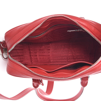 Prada Soft Calfskin Impunture Diagramme Top Handle Crossbody Bag Rosso 5 of 10