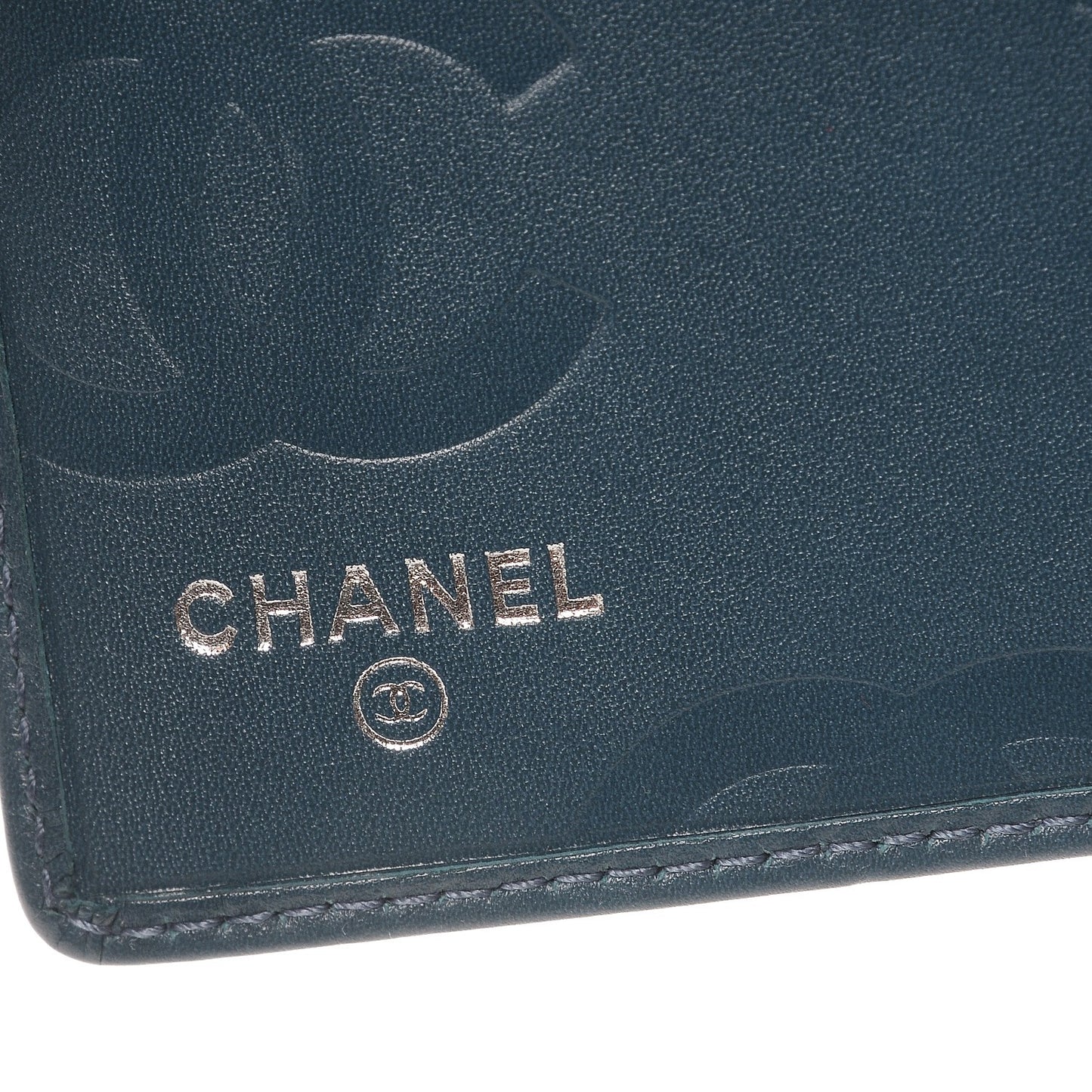 Calfskin Quilted Cambon Yen Wallet Blue