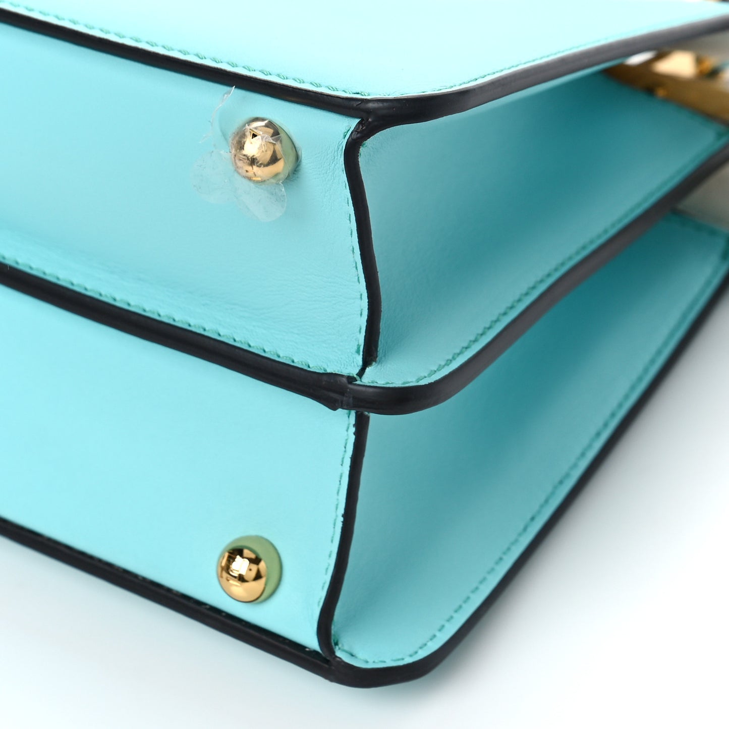 Vitello Seta Shiny Nappa Small Peekaboo I SEE U Satchel Real Tiffany White