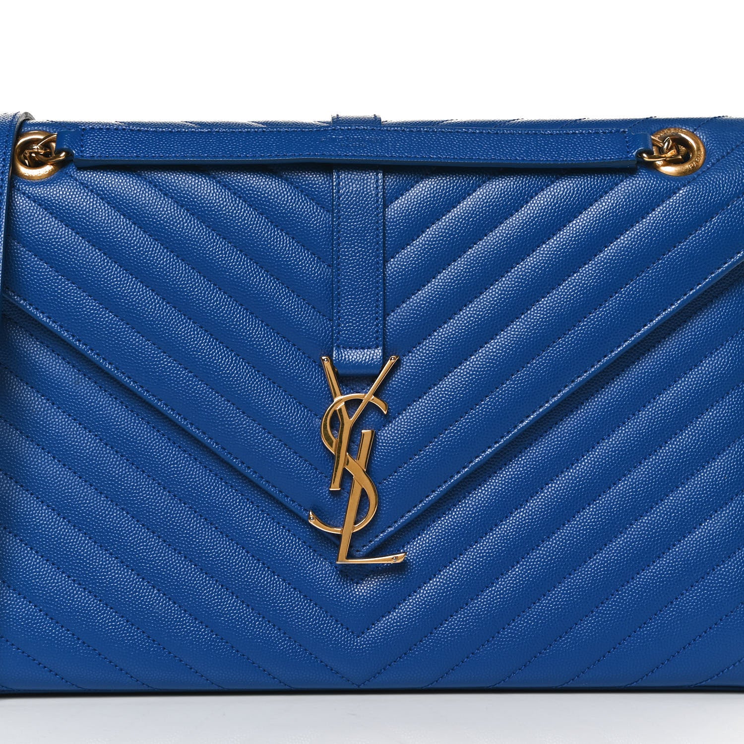 Saint Laurent Grain De Poudre Matelasse Chevron Large Monogram Satchel Blue Majorelle 9 of 16