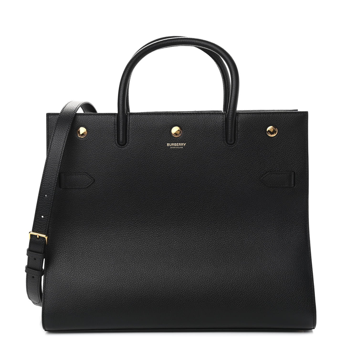 Burberry Calfskin Large Tile Tote Black 1 of 11