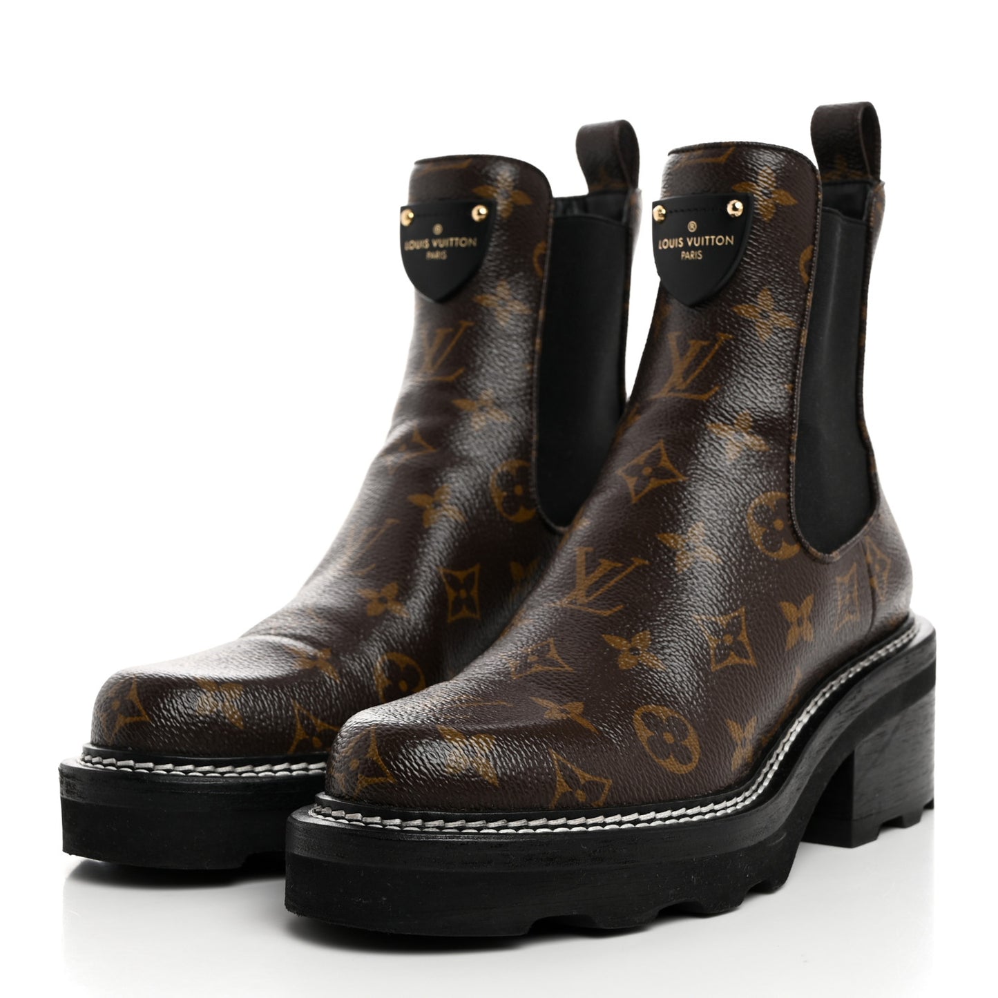 Patent Monogram LV Beaubourg Ankle Boots 37 Black