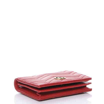 Gucci Calfskin Matelasse GG Marmont Card Case Hibiscus Red 4 of 8