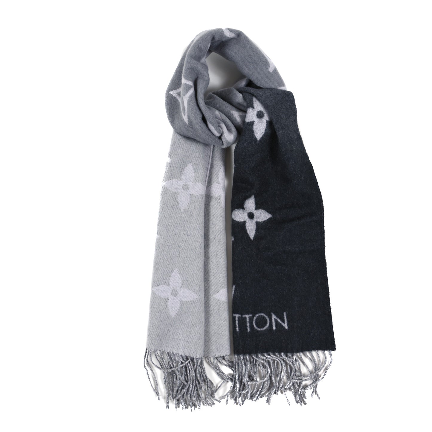 Cashmere Monogram Gradient Reykjavik Scarf Grey