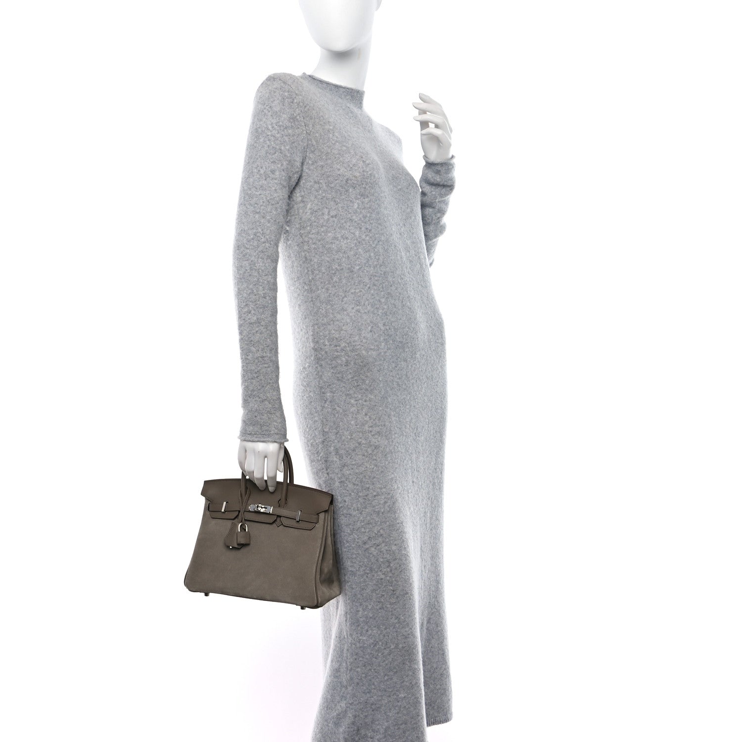 Hermes Veau Doblis Swift Grizzly Birkin 25 Etoupe 2 of 12