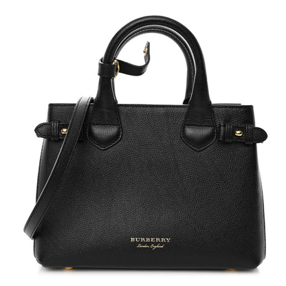 Burberry Grainy Calfskin House Check Small Banner Tote Black 1 of 9