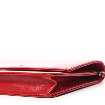 Chanel Caviar Sevruga Wallet on Chain WOC Red 7 of 13