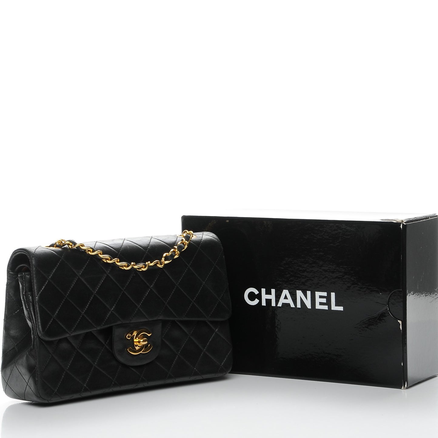 Lambskin Quilted Small Double Flap Black