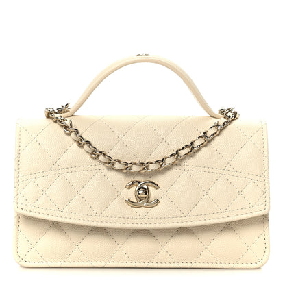 Chanel Caviar Quilted Trendy Handle Clutch With Chain Ecru 1 of 12